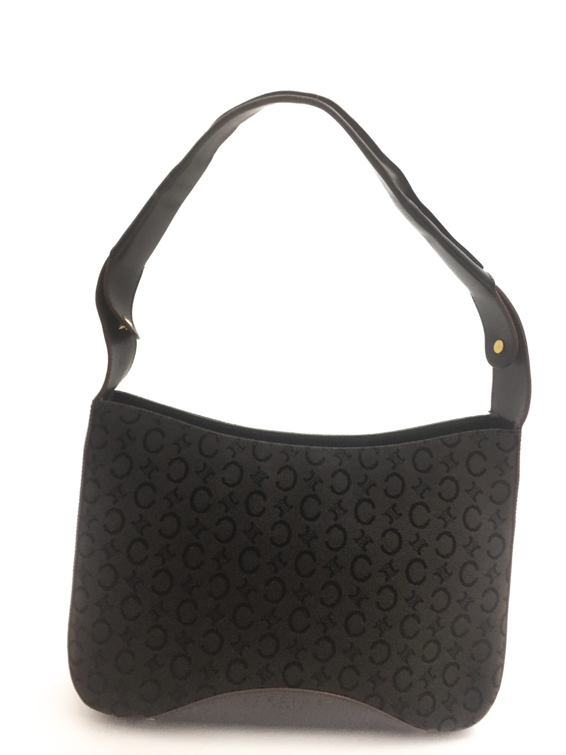 Dark Brown Part-Leather Shoulder Bag - Luxury by